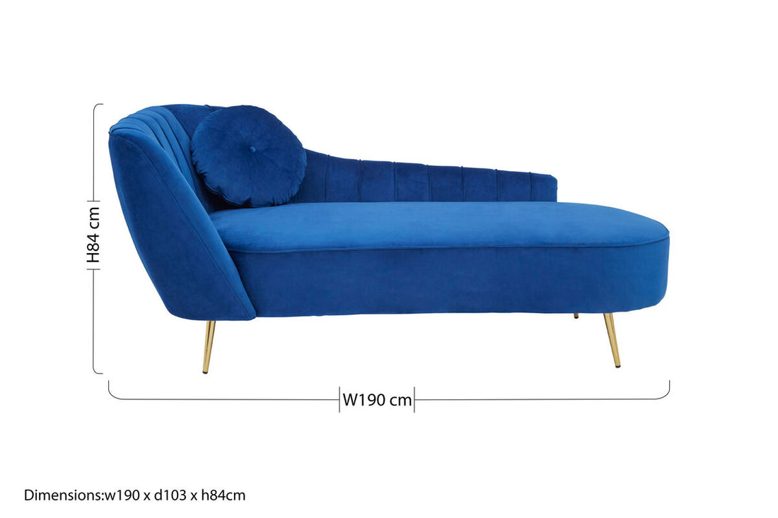 Felizia Midnight Blue Velvet Left Arm Chaise Longue - Image 9