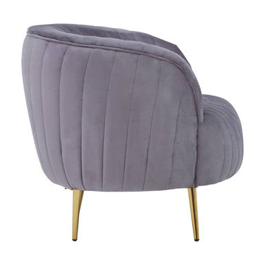 Florina Grey Velvet Chair With Gold Legs