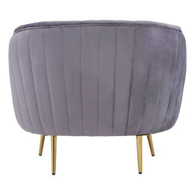 Florina Grey Velvet Chair With Gold Legs