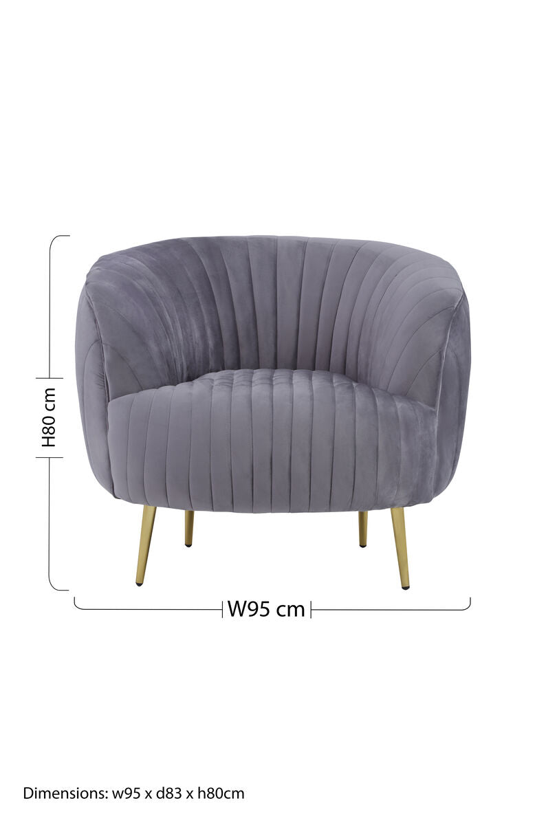 Florina Grey Velvet Chair With Gold Legs - Image 8
