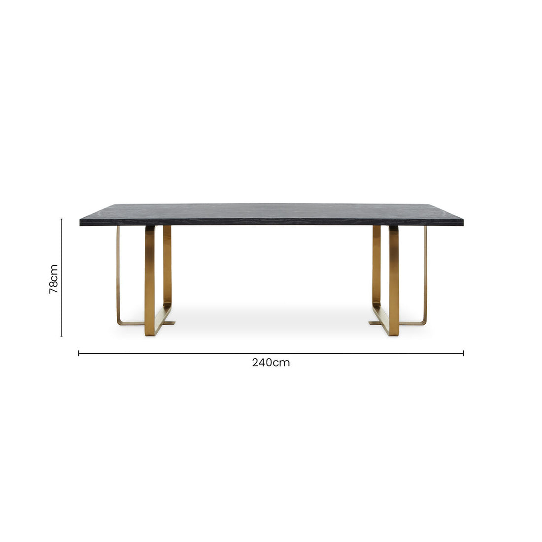 Black and Grey Rectangular Dining Table with Brushed Gold Angular Base | Lena