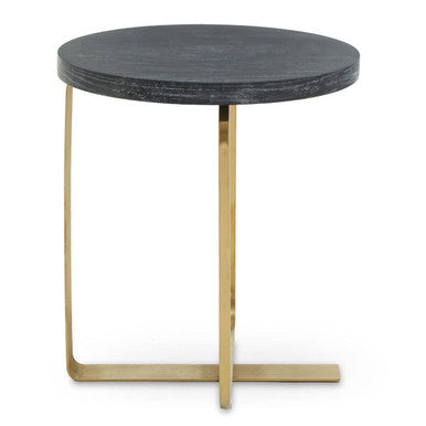 Lena Black And Gold Round Top Side Table