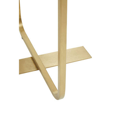 Black and Grey Round Oak Veneer Wood Side Table with Gold Finish Stainless Steel Base, Lexa