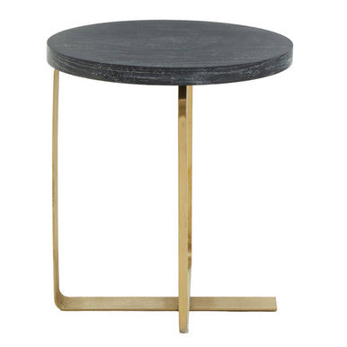 Lena Black And Gold Round Top Side Table