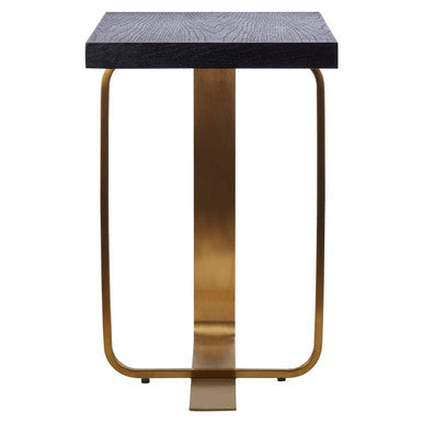 Grey Veined Effect Oak Veneer Top Round Side Table with Metallic Stainless Steel Wireframe Base, Lena