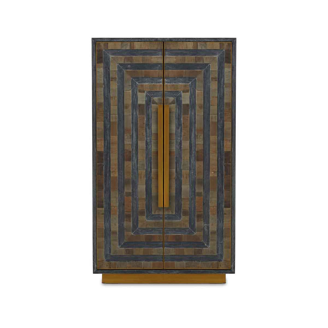 Roselle Recycled Elm Wood Cabinet With Brass Finish Base