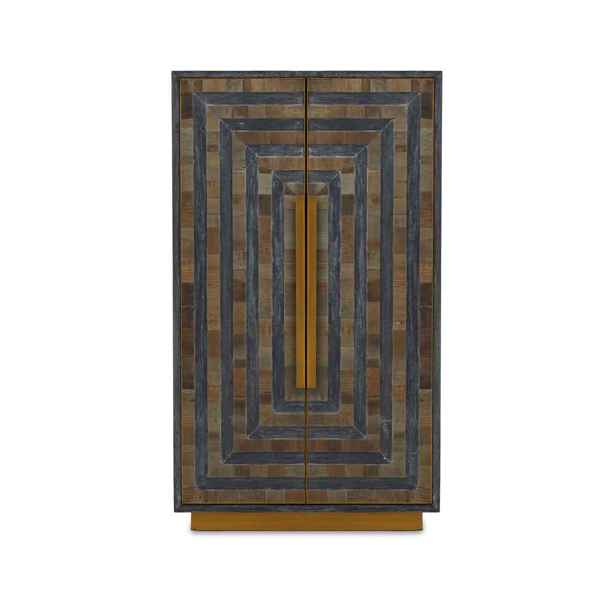 Roselle Recycled Elm Wood Cabinet With Brass Finish Base