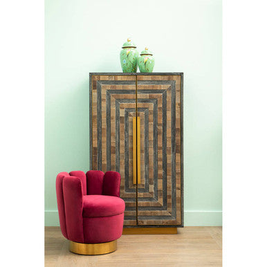 Roselle Recycled Elm Wood Cabinet With Brass Finish Base