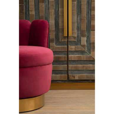 Roselle Recycled Elm Wood Cabinet With Brass Finish Base - Image 6