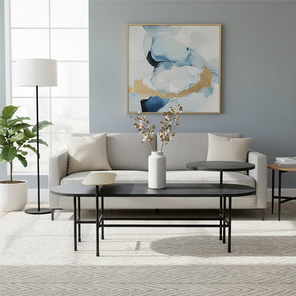 Serrano Black Oak Veneer and Marble Coffee Table