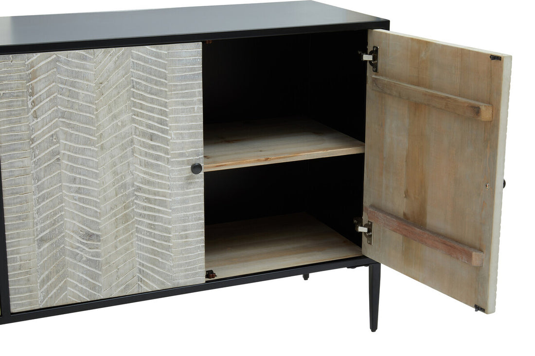 Luxor 4 Door Recycled Pine Wood Sideboard - Image 7