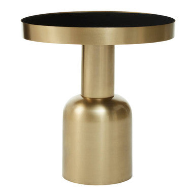 Corra Gold Finish Side Table With Glass Top