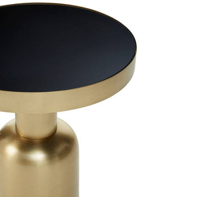 Corra Gold Finish Side Table With Glass Top