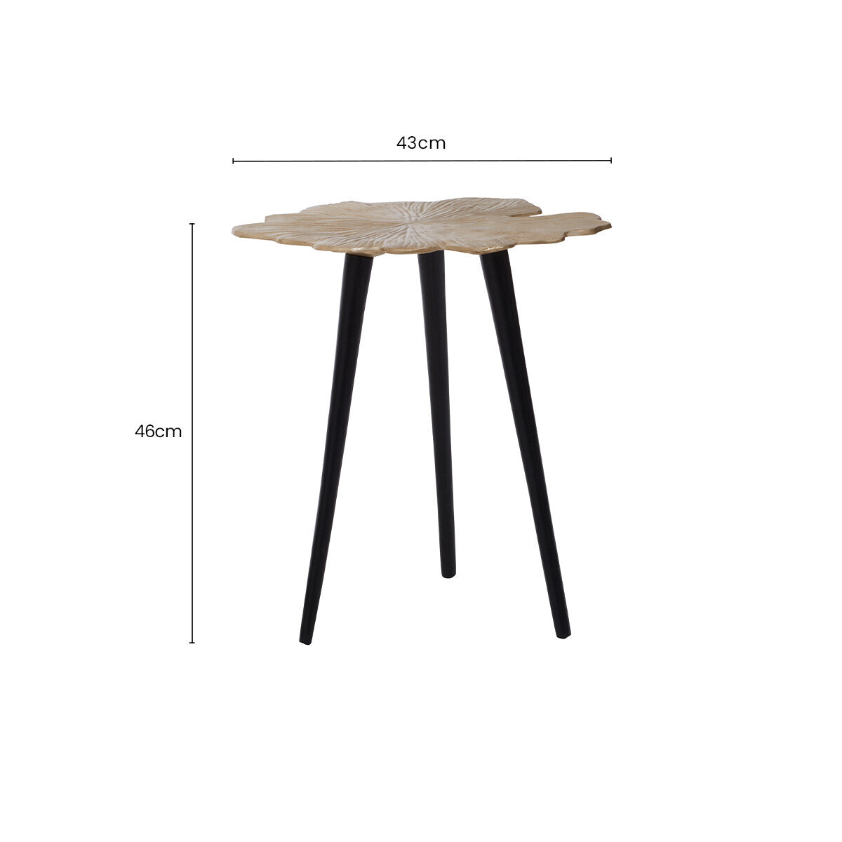 Gold Finish Small Aluminium Side Table with Black Metallic Finish Angular Legs | Prato
