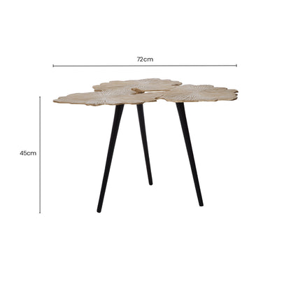 Gold Finish Top Large Aluminium Side Table with Black Metallic Finish Angular Legs | Prato