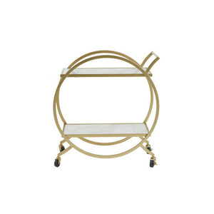Avantis White Marble And Gold 2 Tier Drinks Trolley