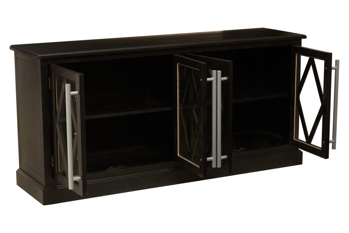 Lyon Black Oak Wood 4 Door Sideboard