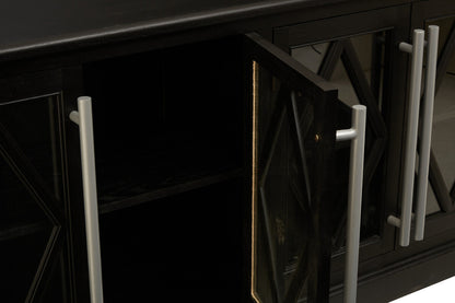 Lyon Black Oak Wood 4 Door Sideboard