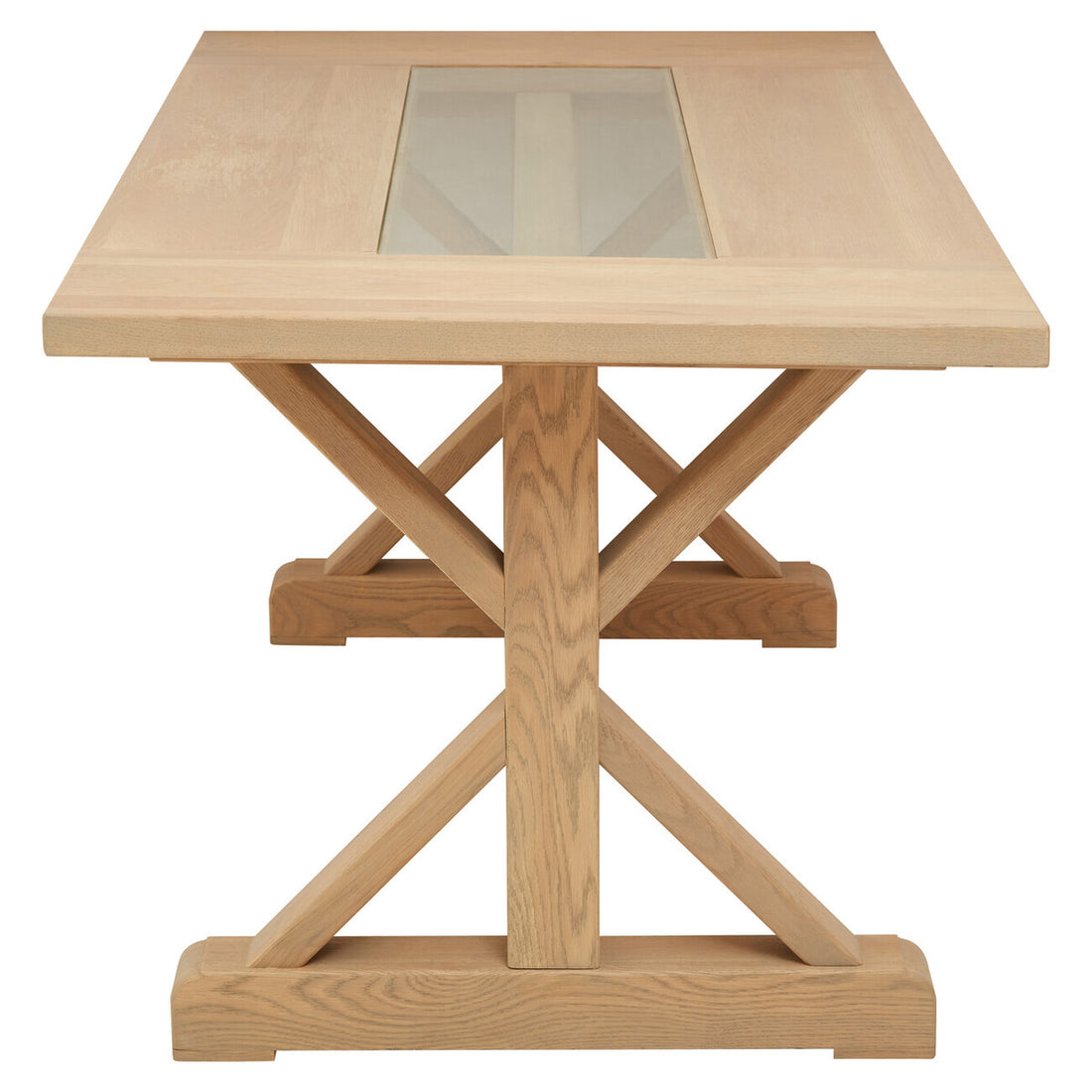 Lyon Washed Grey Oak Wood and Glass Dining Table