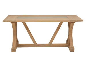 Lyon Washed Grey Oak Wood and Glass Dining Table