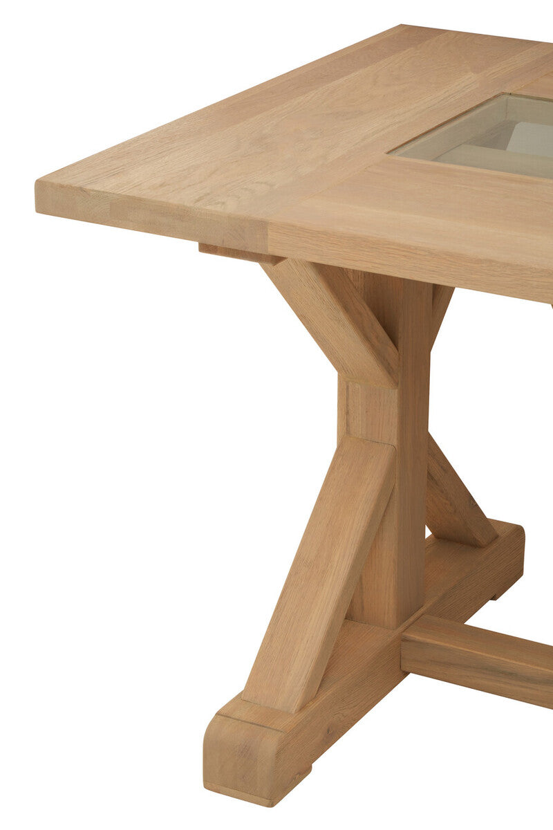 Lyon Washed Grey Oak Wood and Glass Dining Table