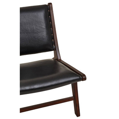 Inca Genuine Black Leather Lounge Chair - Image 5