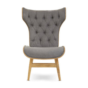 Vinsi Dark Grey Velvet Chair with Winged Back