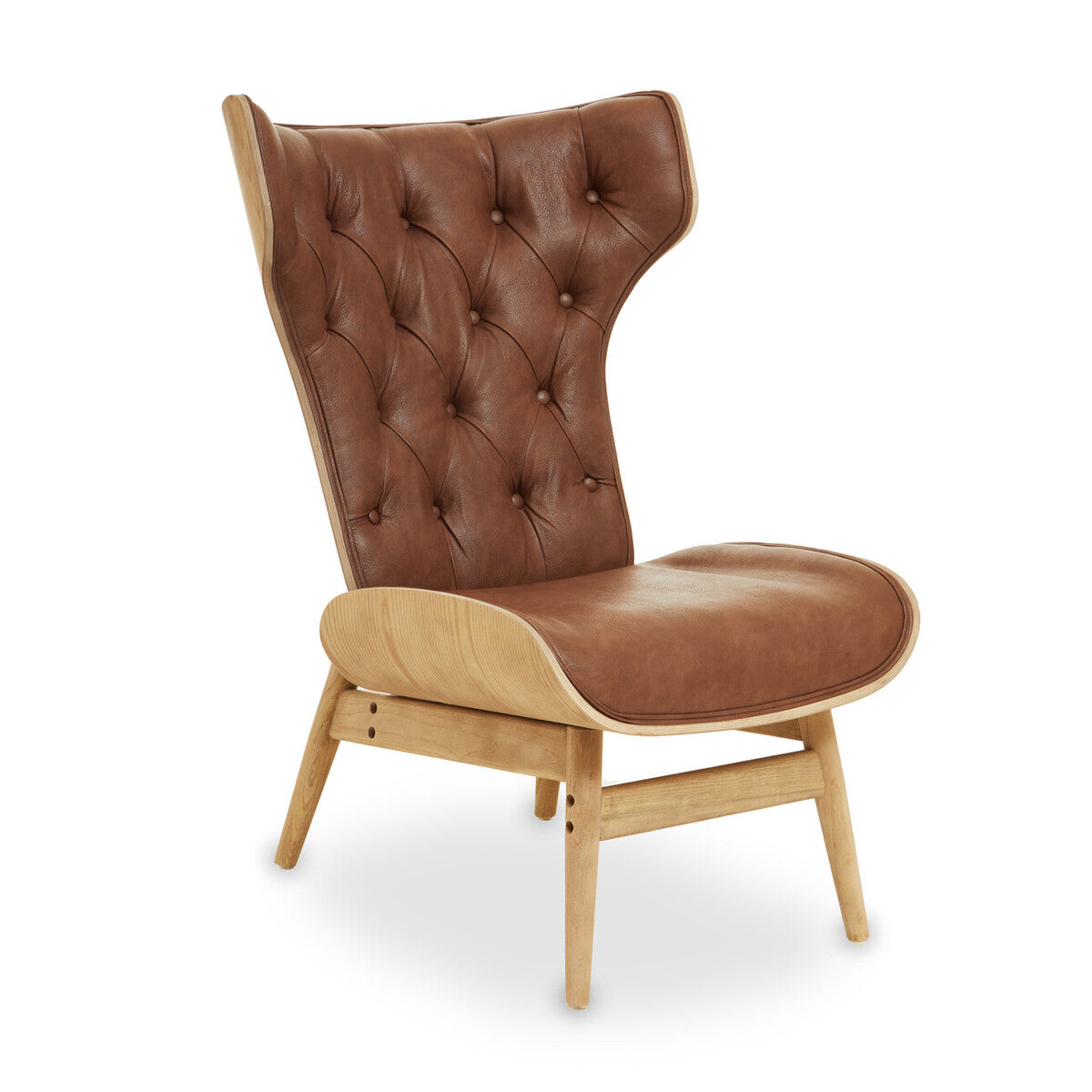 Vinsi Brown Leather Effect Chair With Winged Back - Image 4