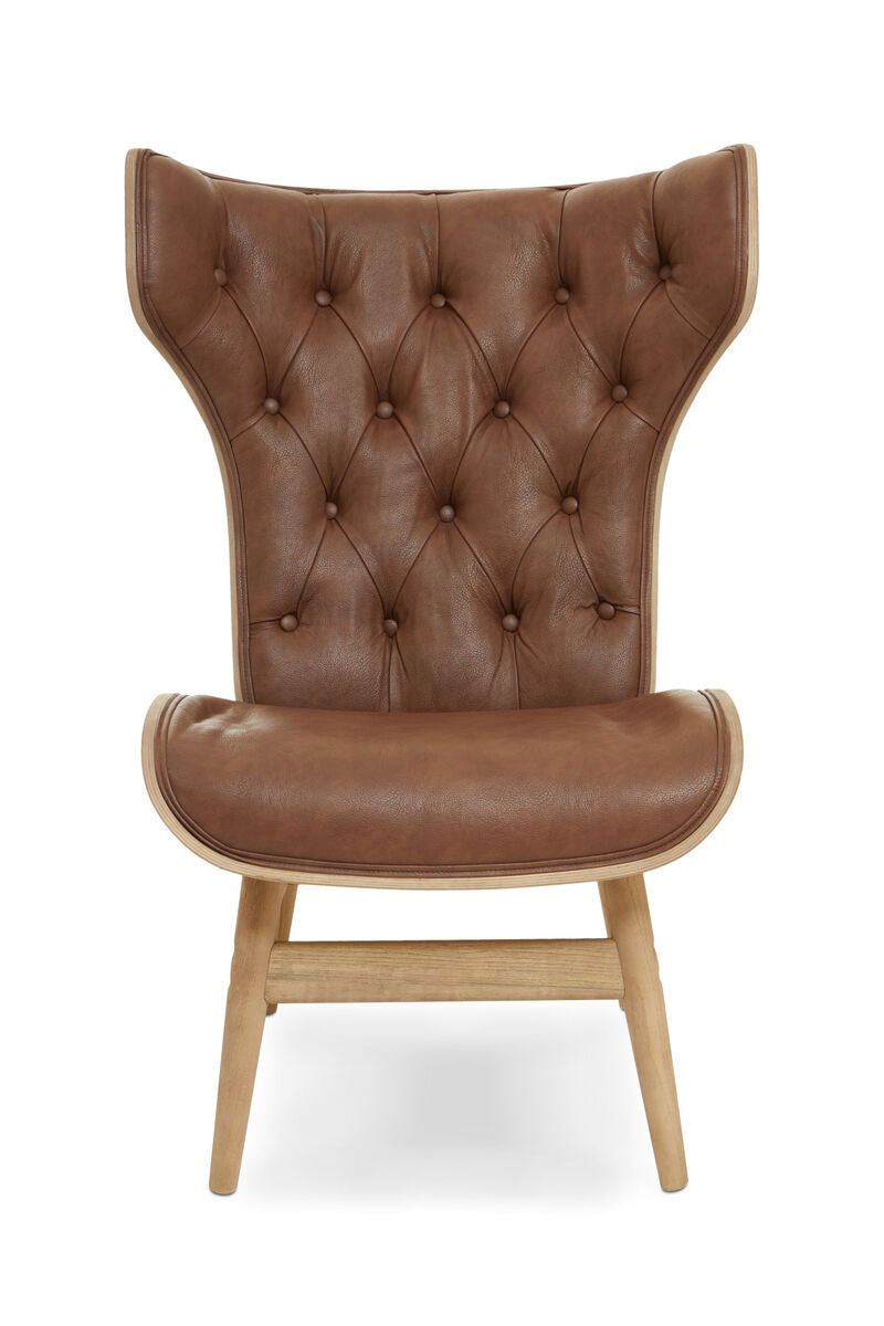 Vinsi Brown Leather Effect Chair With Winged Back - Image 1