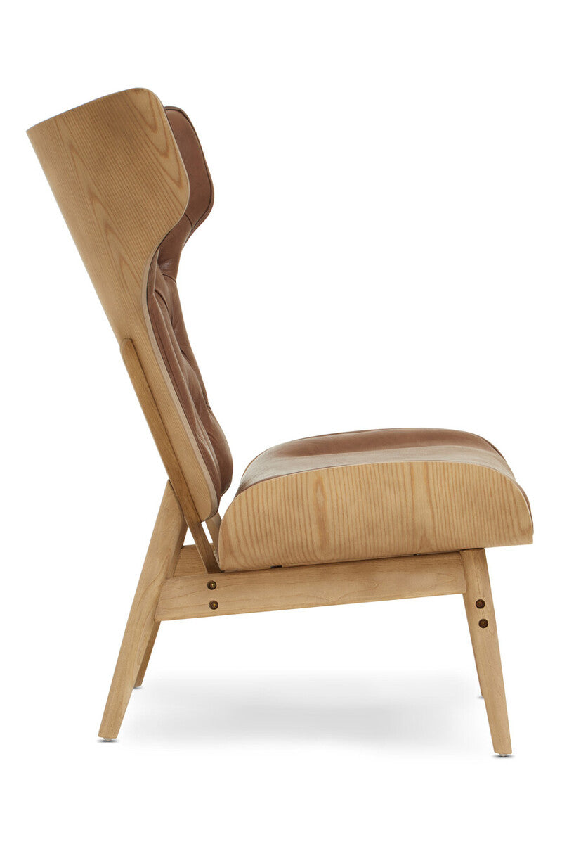 Vinsi Brown Leather Effect Chair With Winged Back - Image 10