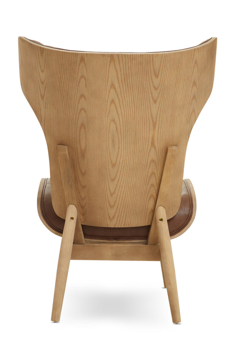 Vinsi Brown Leather Effect Chair With Winged Back - Image 11