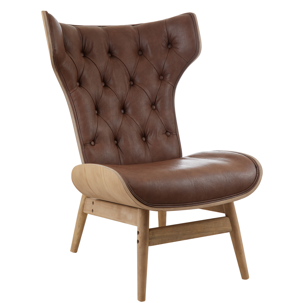 Vinsi Brown Leather Effect Chair With Winged Back - Image 9