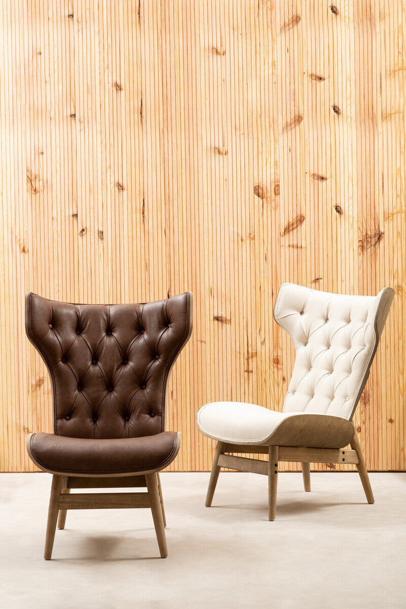 Vinsi Brown Leather Effect Chair With Winged Back - Image 3