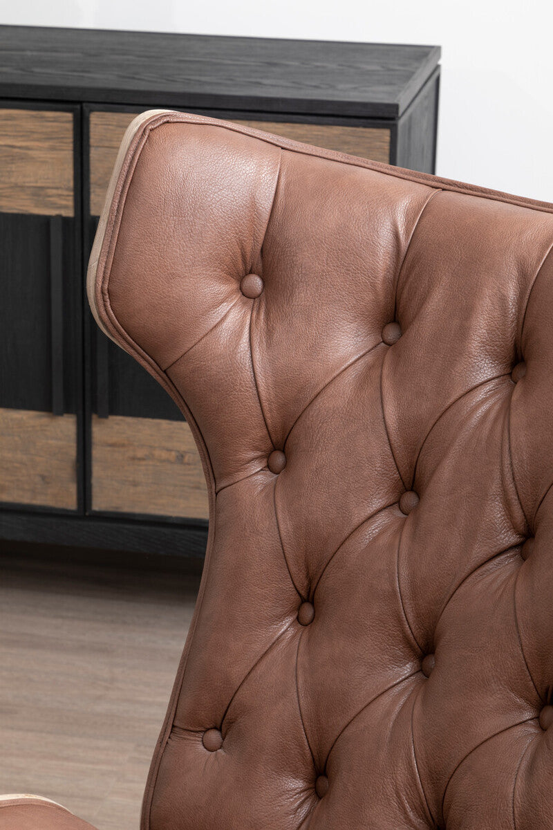 Vinsi Brown Leather Effect Chair With Winged Back - Image 8