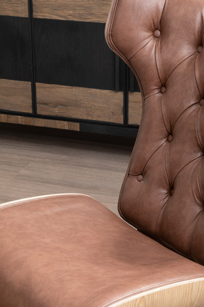 Vinsi Brown Leather Effect Chair With Winged Back - Image 7