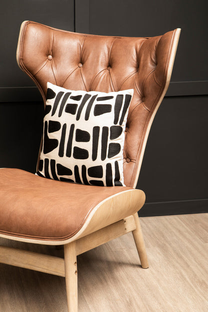 Vinsi Brown Leather Effect Chair With Winged Back - Image 6