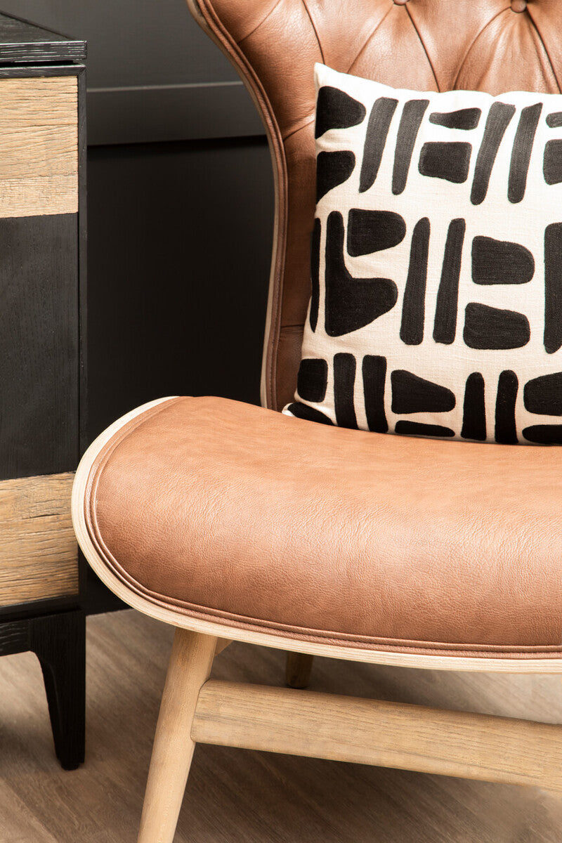 Vinsi Brown Leather Effect Chair With Winged Back - Image 13