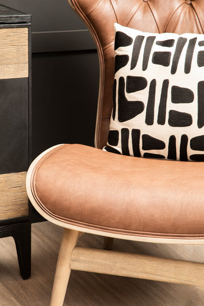 Vinsi Brown Leather Effect Chair With Winged Back - Image 13