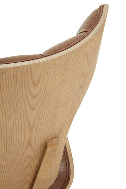 Vinsi Brown Leather Effect Chair With Winged Back - Image 17