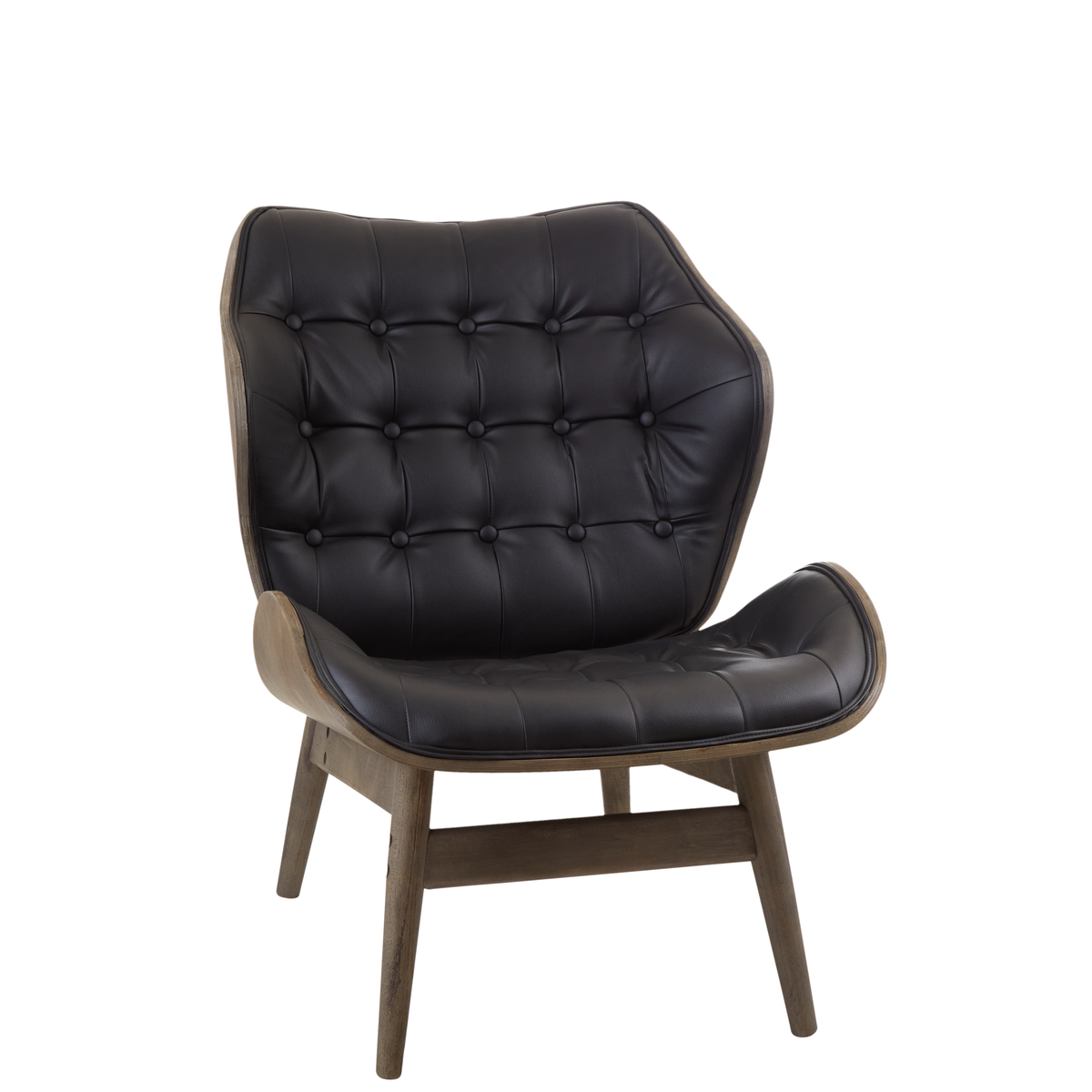 Vinsi Black Leather Effect Chair With Button Detail - Image 8