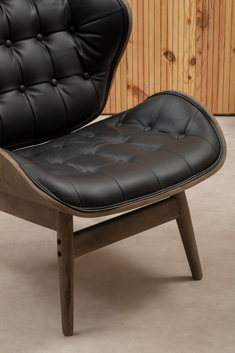 Vinsi Black Leather Effect Chair With Button Detail - Image 3
