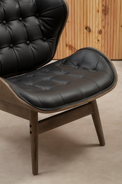Vinsi Black Leather Effect Chair With Button Detail - Image 3