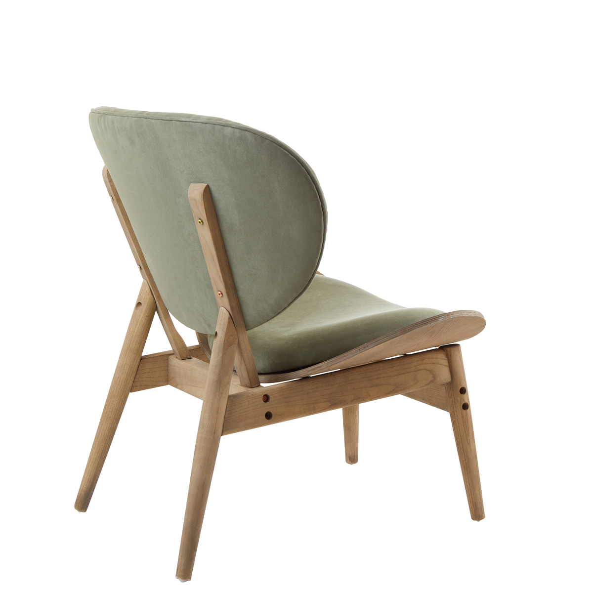 Green Velvet Chair with Grey Elm Wood Frame | Vinsi