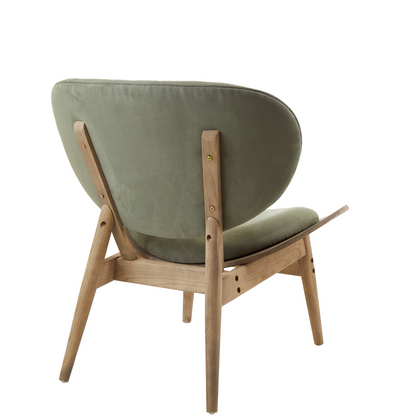 Green Velvet Chair with Grey Elm Wood Frame | Vinsi