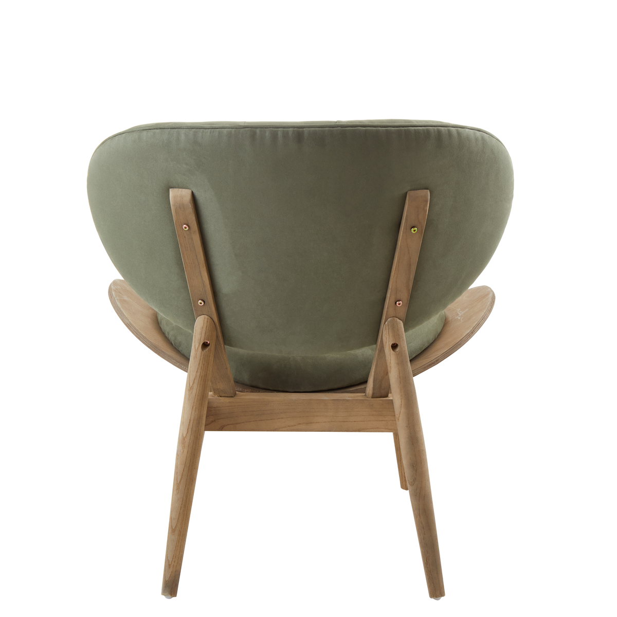 Green Velvet Chair with Grey Elm Wood Frame | Vinsi
