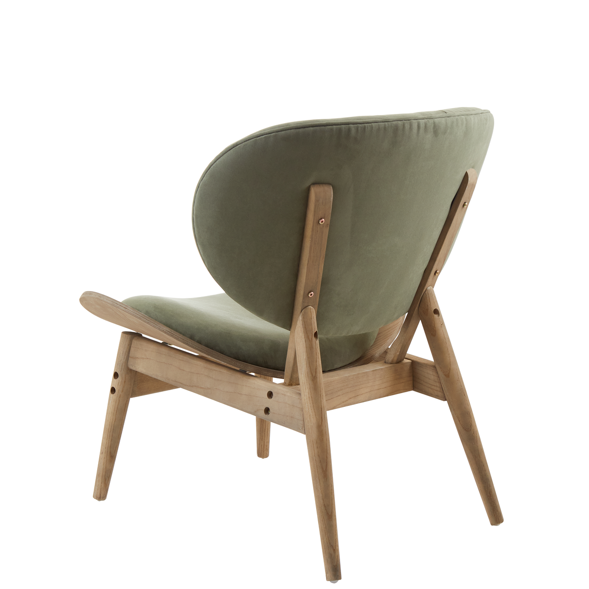 Green Velvet Chair with Grey Elm Wood Frame | Vinsi