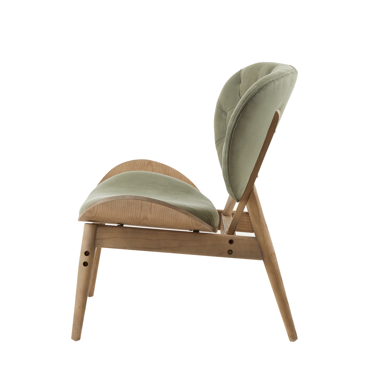 Green Velvet Chair with Grey Elm Wood Frame | Vinsi