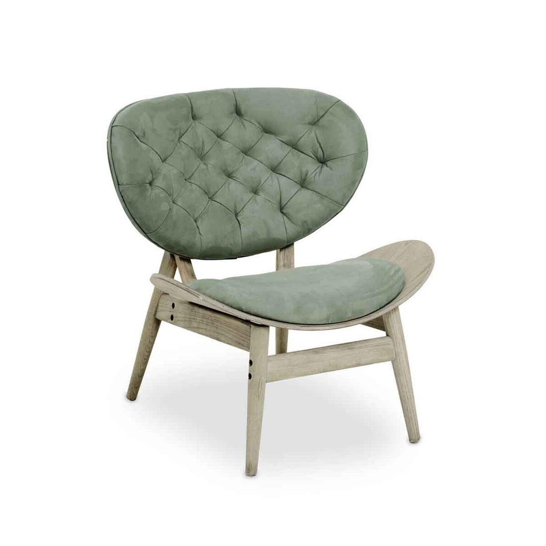 Vinsi Green Velvet Chair with Grey Elm