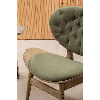 Vinsi Green Velvet Chair with Grey Elm - Image 3
