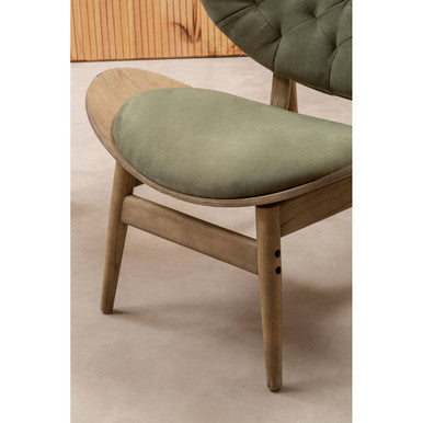 Vinsi Green Velvet Chair with Grey Elm - Image 4